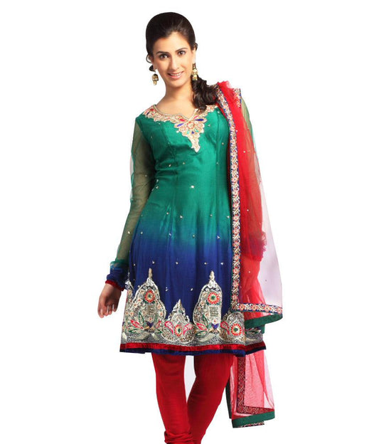 Green Net Women Salwar Suit Dress Material SCA2007B - Ethnic's By Anvi Creations