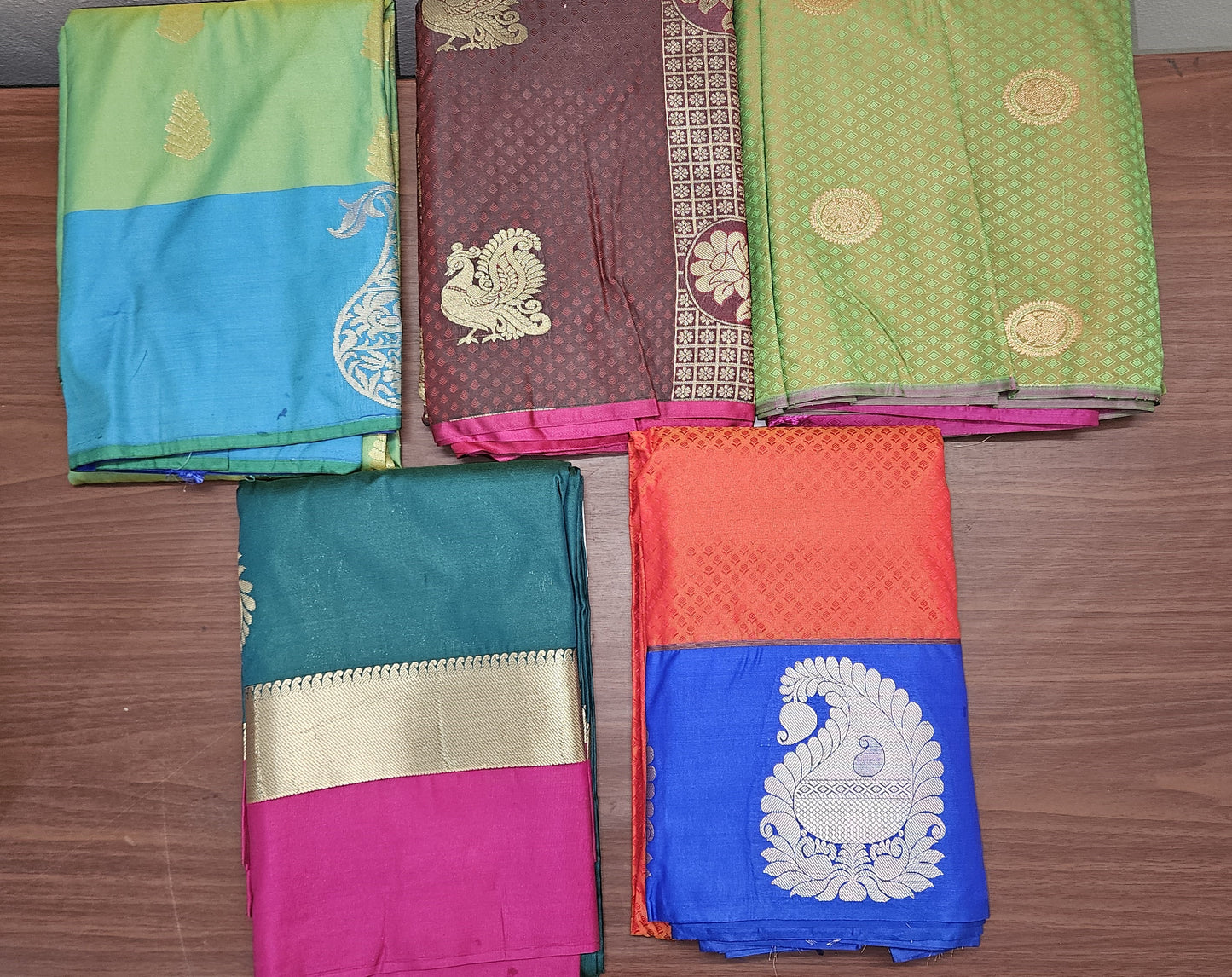 Wholesale Combo Set of 10 Kanchi Silk Blend Sarees with Rich Zari Borders | Heavy Traditional Look