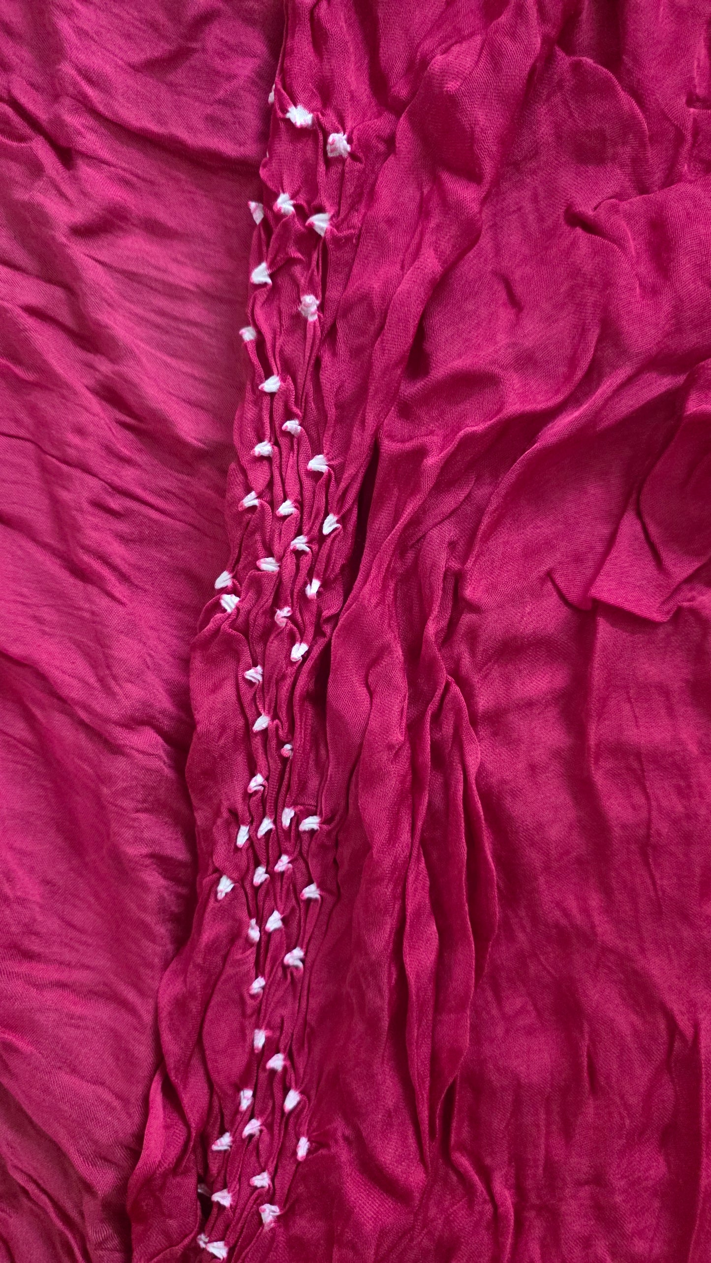 Multi Rainbow Palla Magenta Solid plain Gajji Modal Bandhej Bandhani saree
