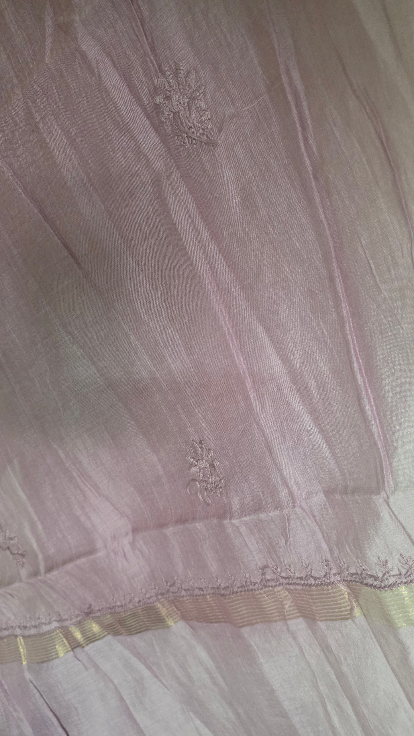 Jamuni Mul Chanderi Chikankari Two piece Suit Dress Material
