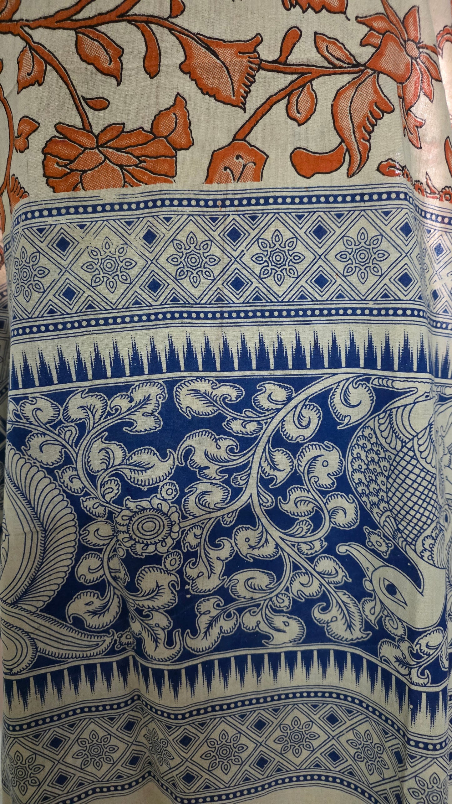 Peach Kalamkari Cotton Salwar Kameez Dress Material