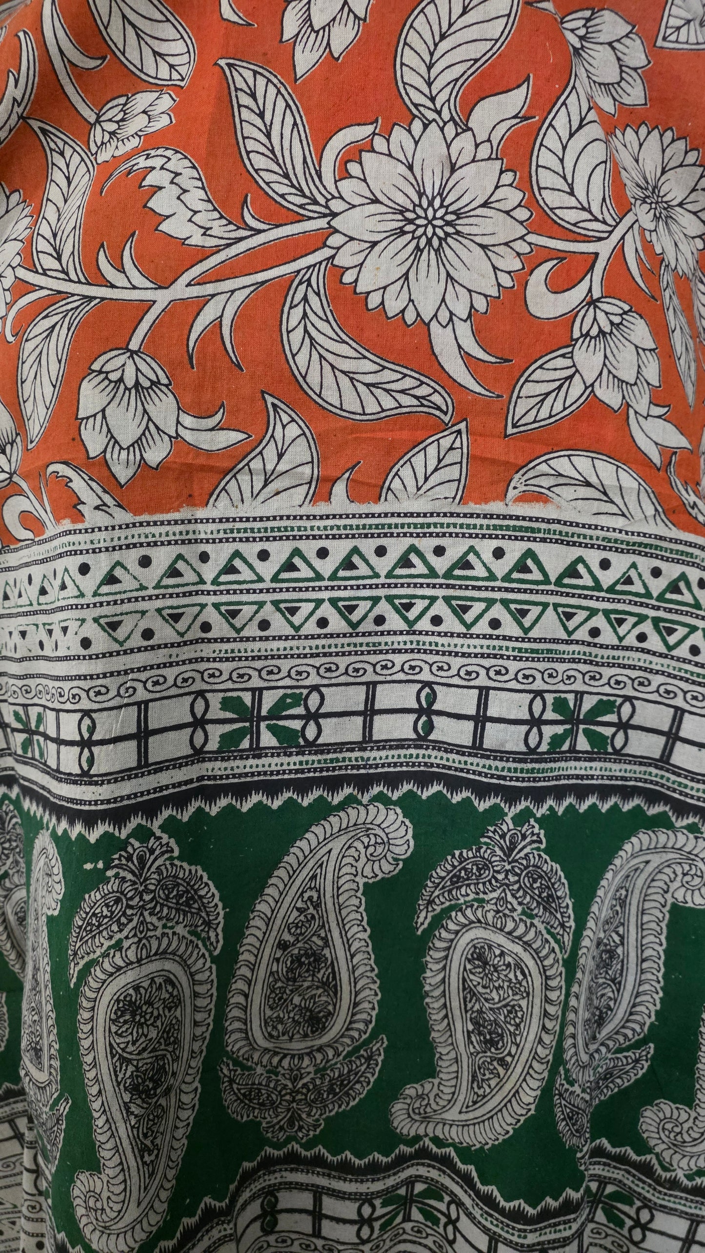 Green Kalamkari Cotton Salwar Kameez Dress Material