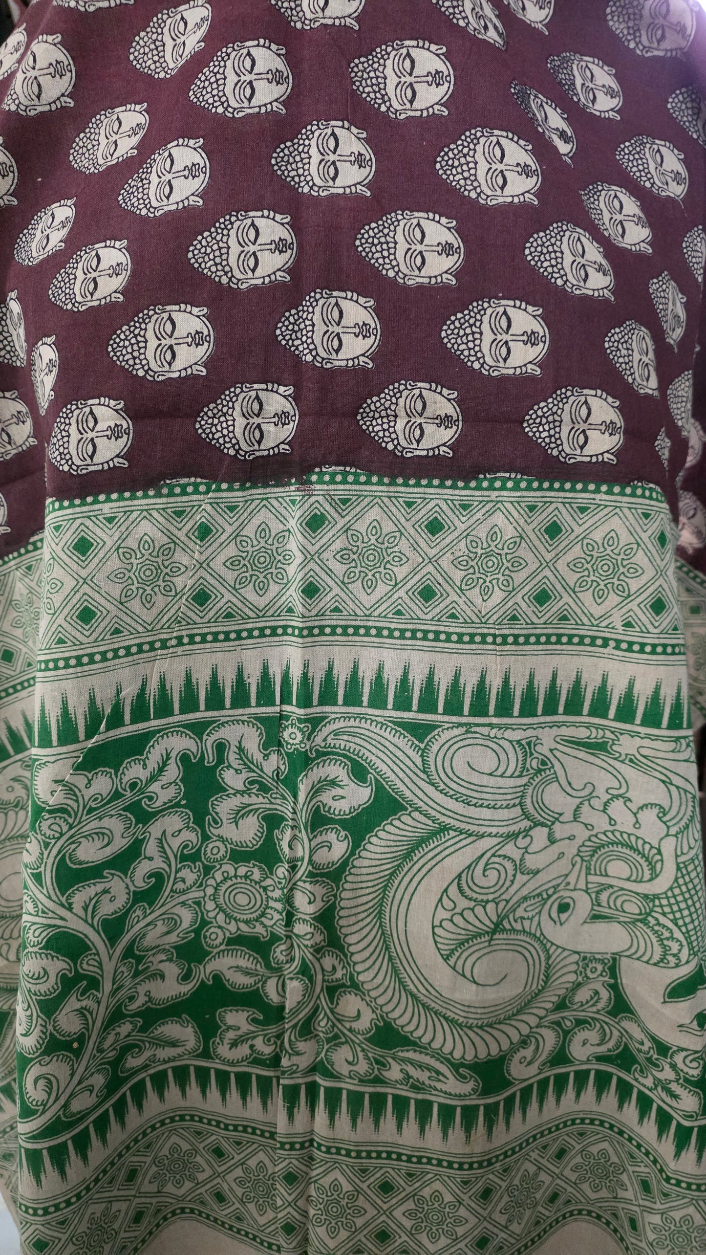 Maroon Kalamkari Cotton Salwar Kameez Dress Material