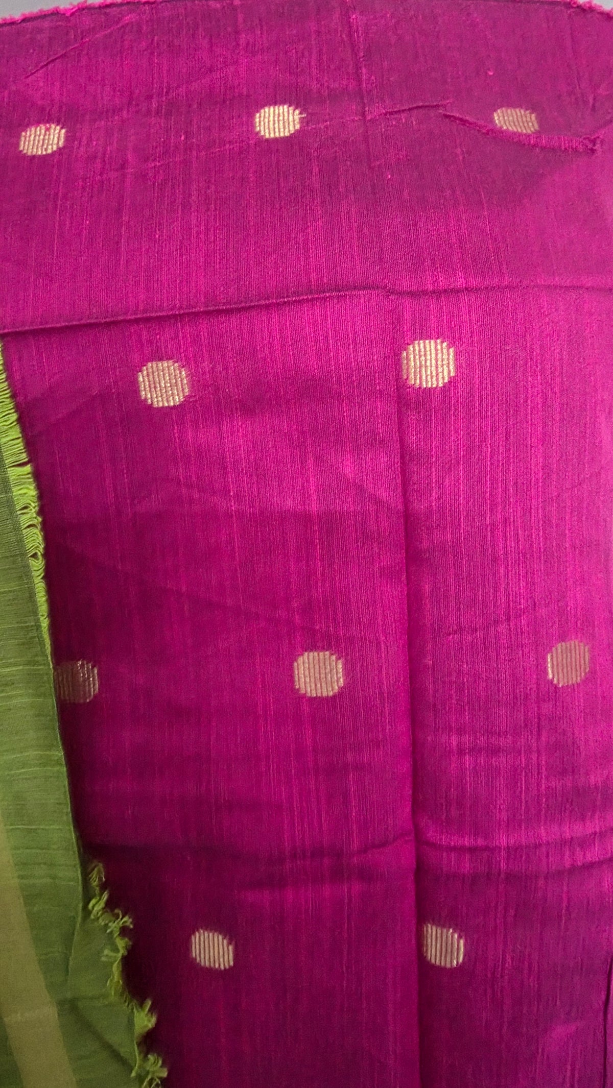 Pink Green Cotton Silk Weaving Unstitched dress material Suit set
