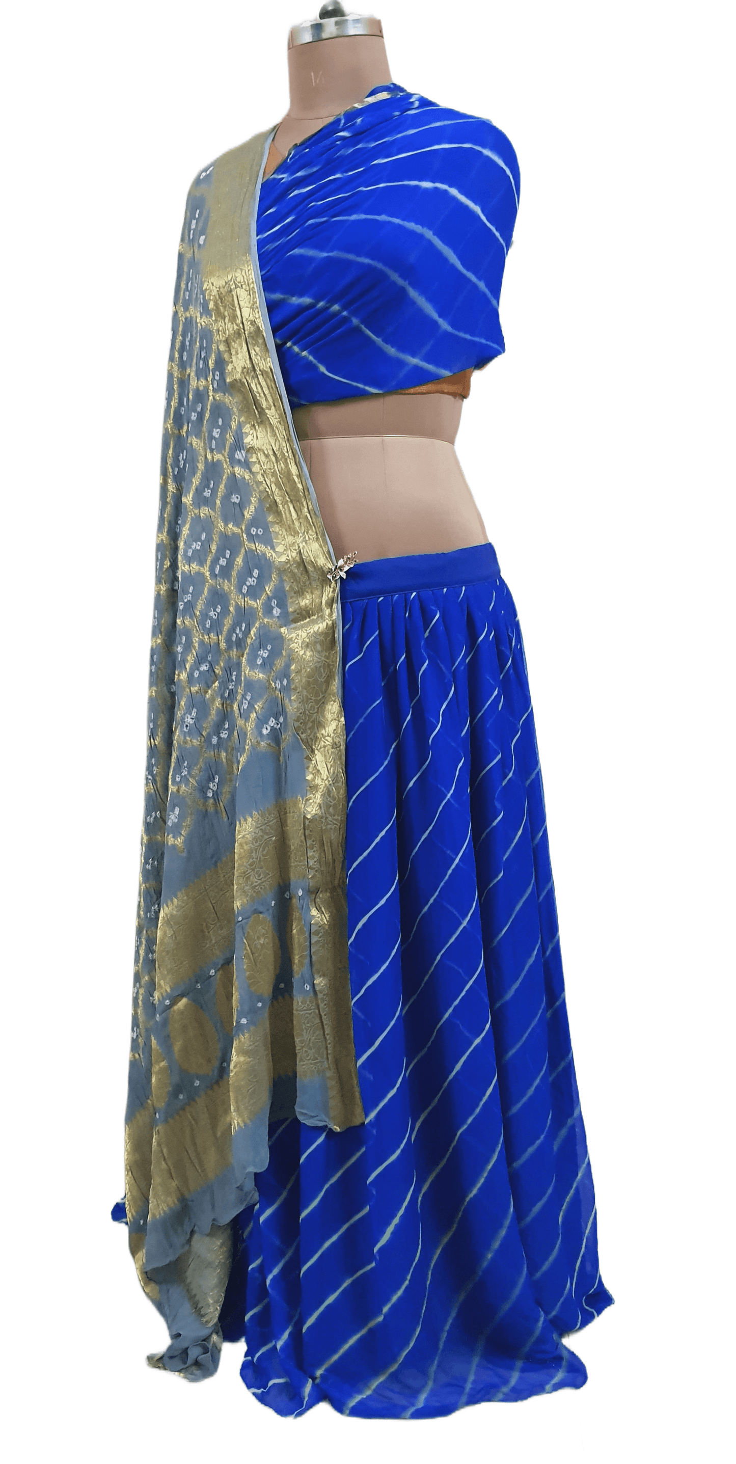 Festive Royal Blue Leheriya Lehenga Choli ALC33 - Ethnic's By Anvi Creations