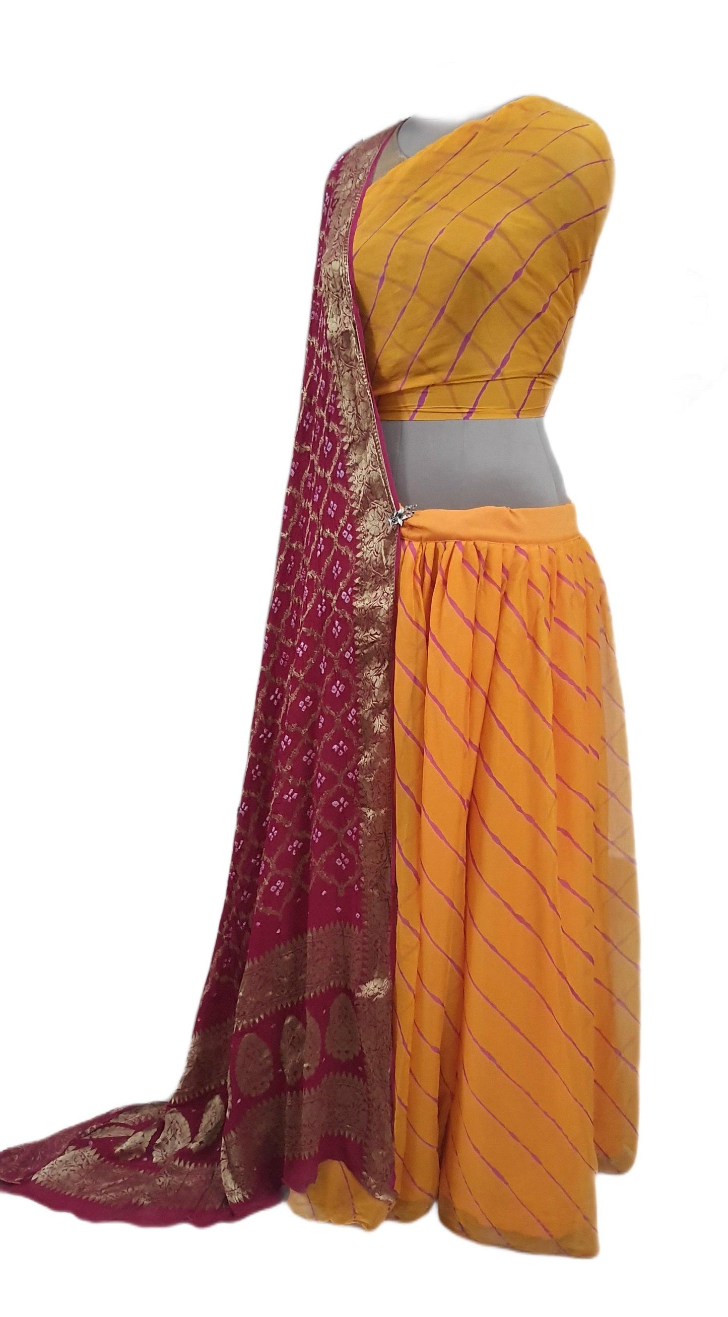 Festive Yellow Leheriya Lehenga Choli ALC34 - Ethnic's By Anvi Creations