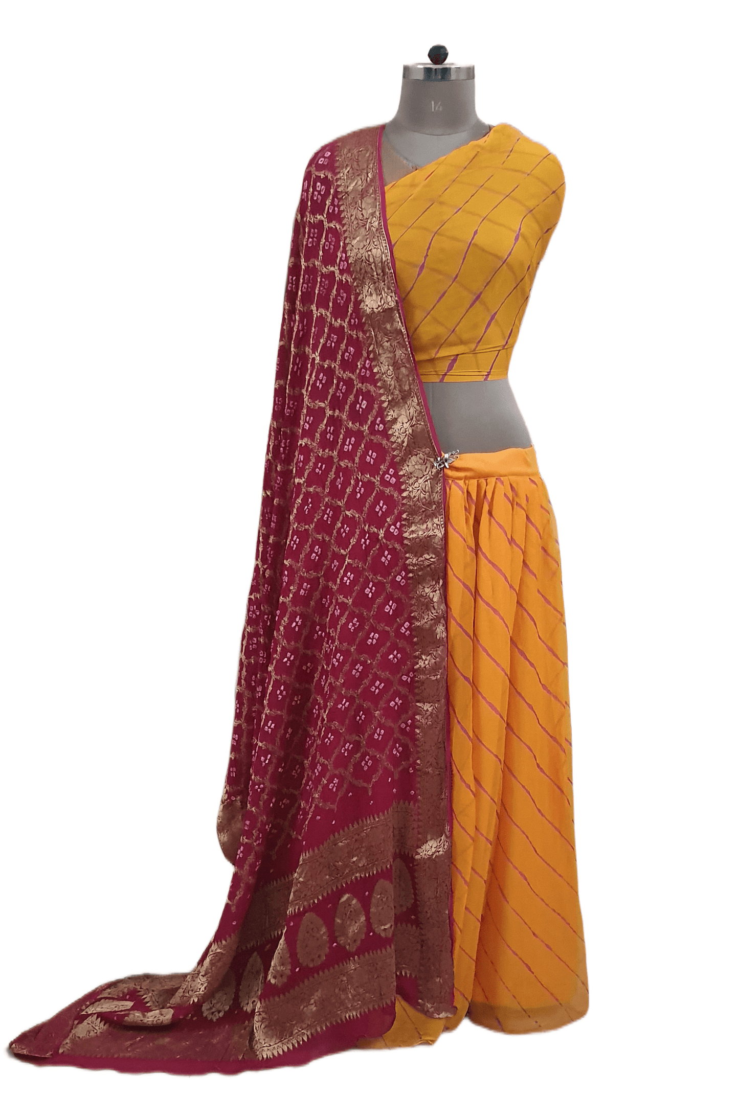 Festive Yellow Leheriya Lehenga Choli ALC34 - Ethnic's By Anvi Creations