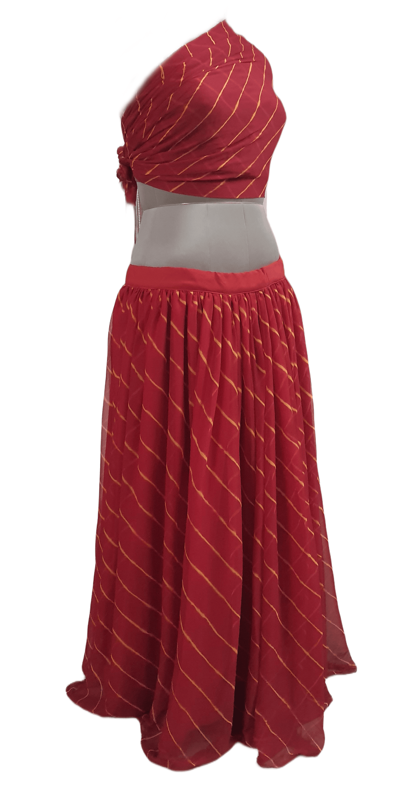 Festive Red Leheriya Lehenga Choli ALC37 - Ethnic's By Anvi Creations