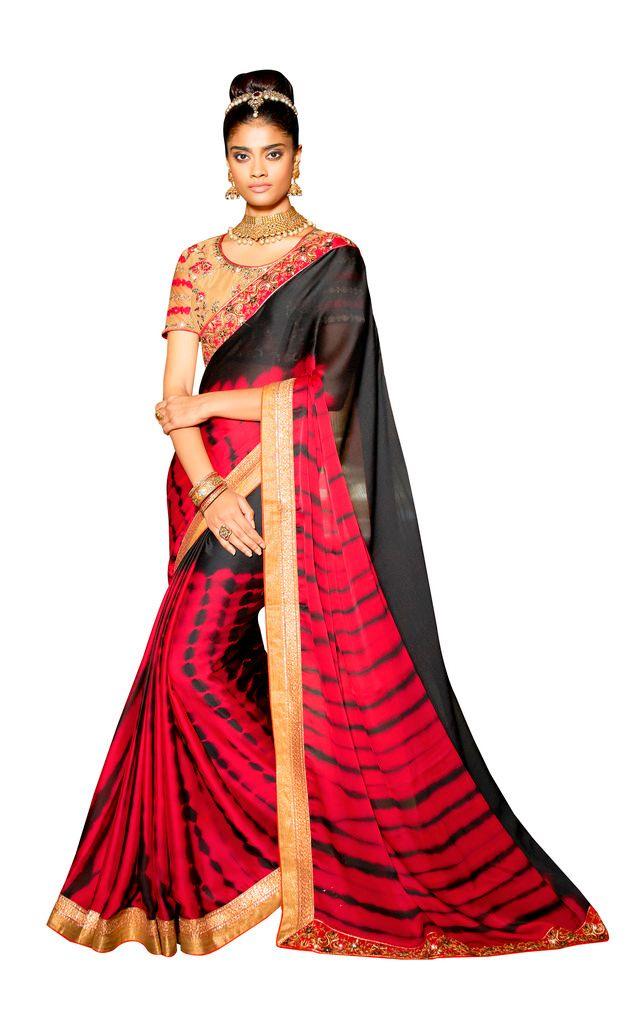 Set of 4 Designer Satin Georgette Sarees with Embroidered Borders & Heavy Work Blouse | Wholesale Party Wear Sarees Combo