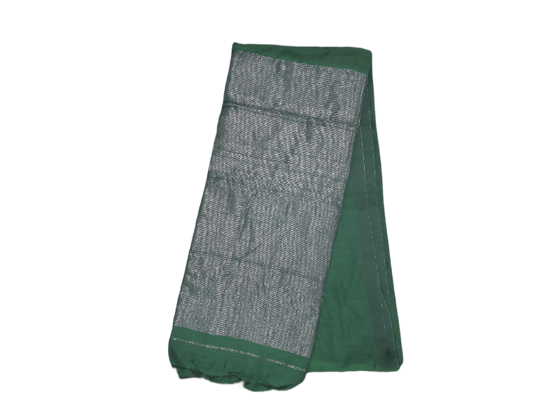 Dark Green Handloom Cotton Saree with Pure Ikkat Silk Blouse BHR01 - Ethnic's By Anvi Creations