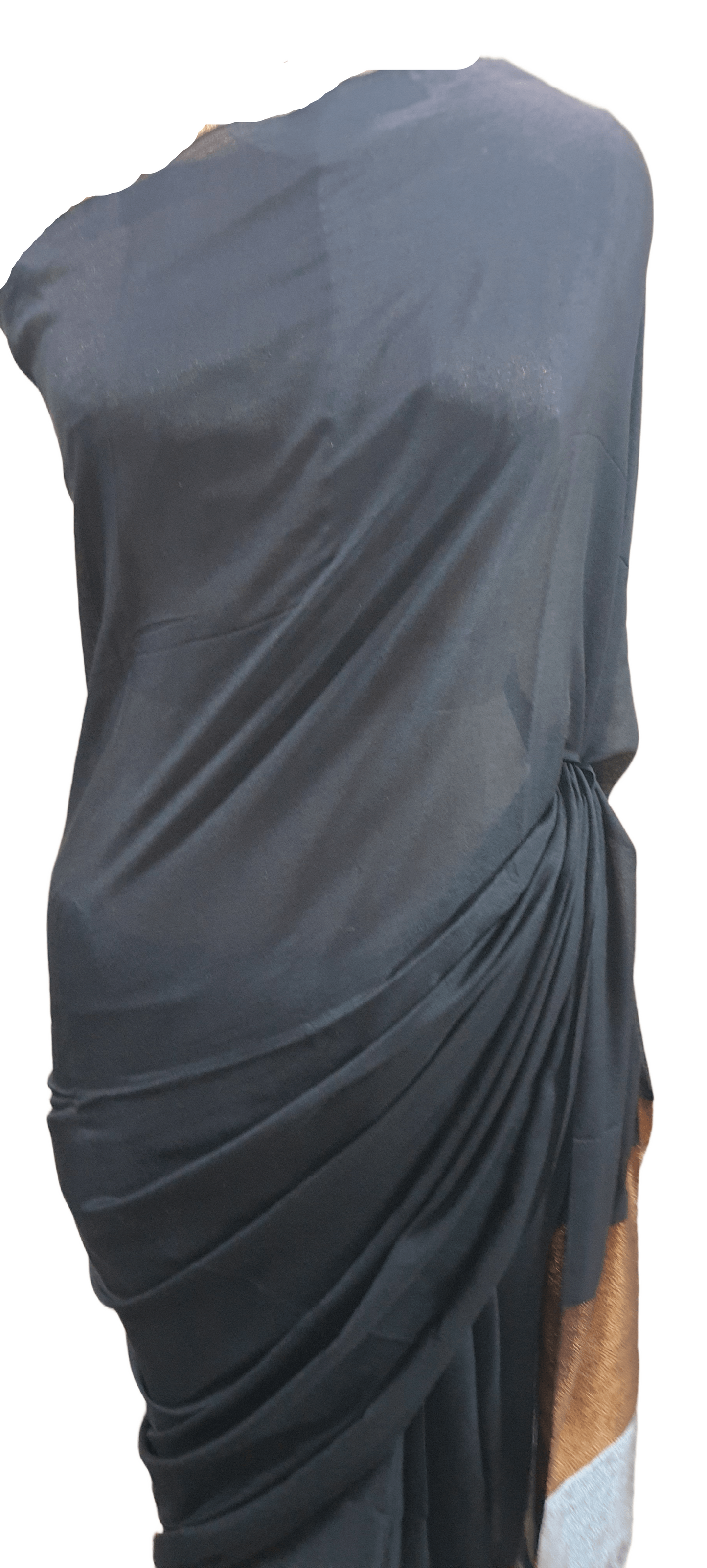 Black Handloom Cotton Saree with Pure Ikkat Silk Blouse BHR02 - Ethnic's By Anvi Creations