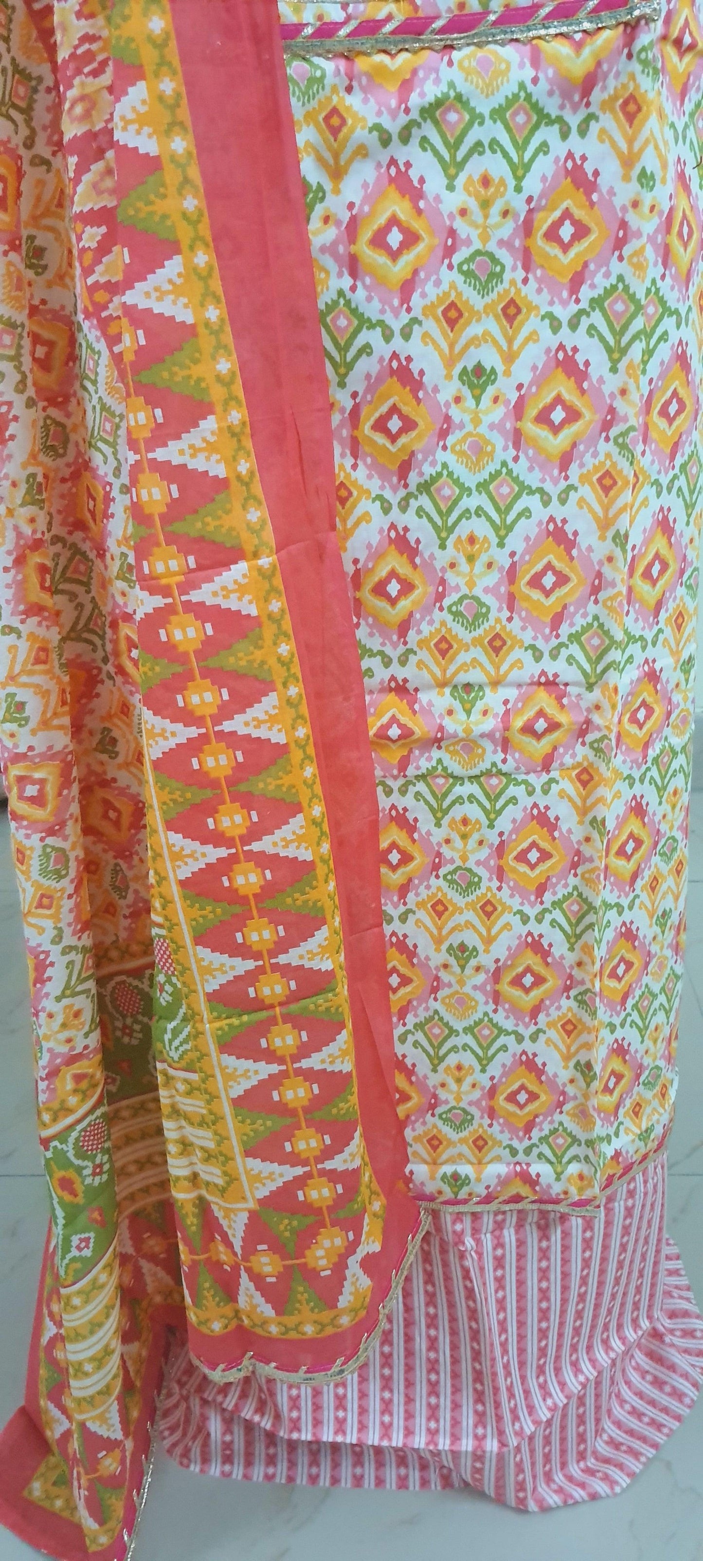 Jaipuri Cotton Printed Suit with Gotta Patti work EV11 - Ethnic's By Anvi Creations