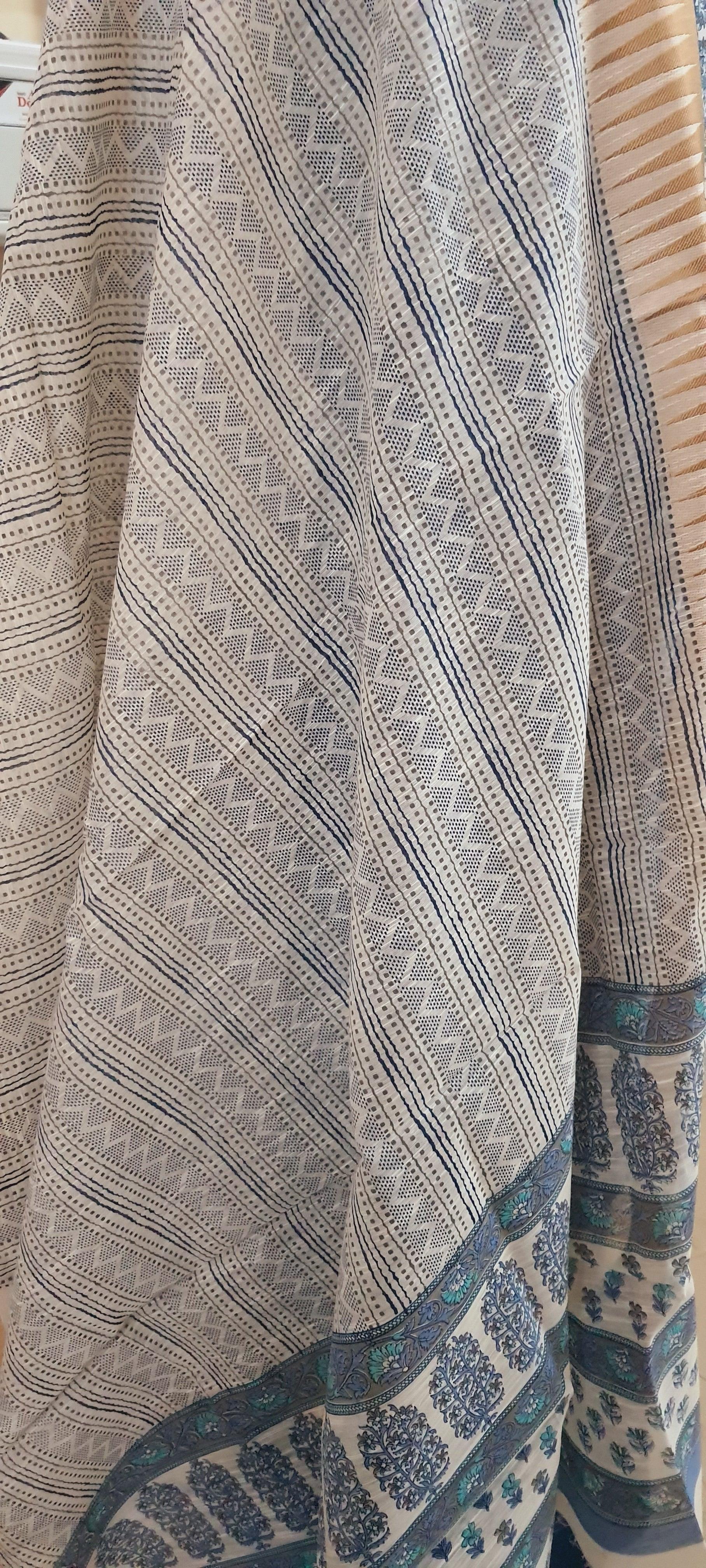 Light Blue Handloom Border Printed Cotton Suit EV19 - Ethnic's By Anvi Creations