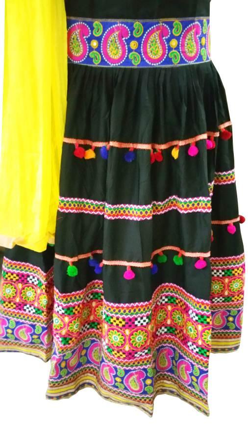 Black Garba Cotton Chaniya Choli 3 Piece Lehenga Kutchi Work GB11 - Ethnic's By Anvi Creations