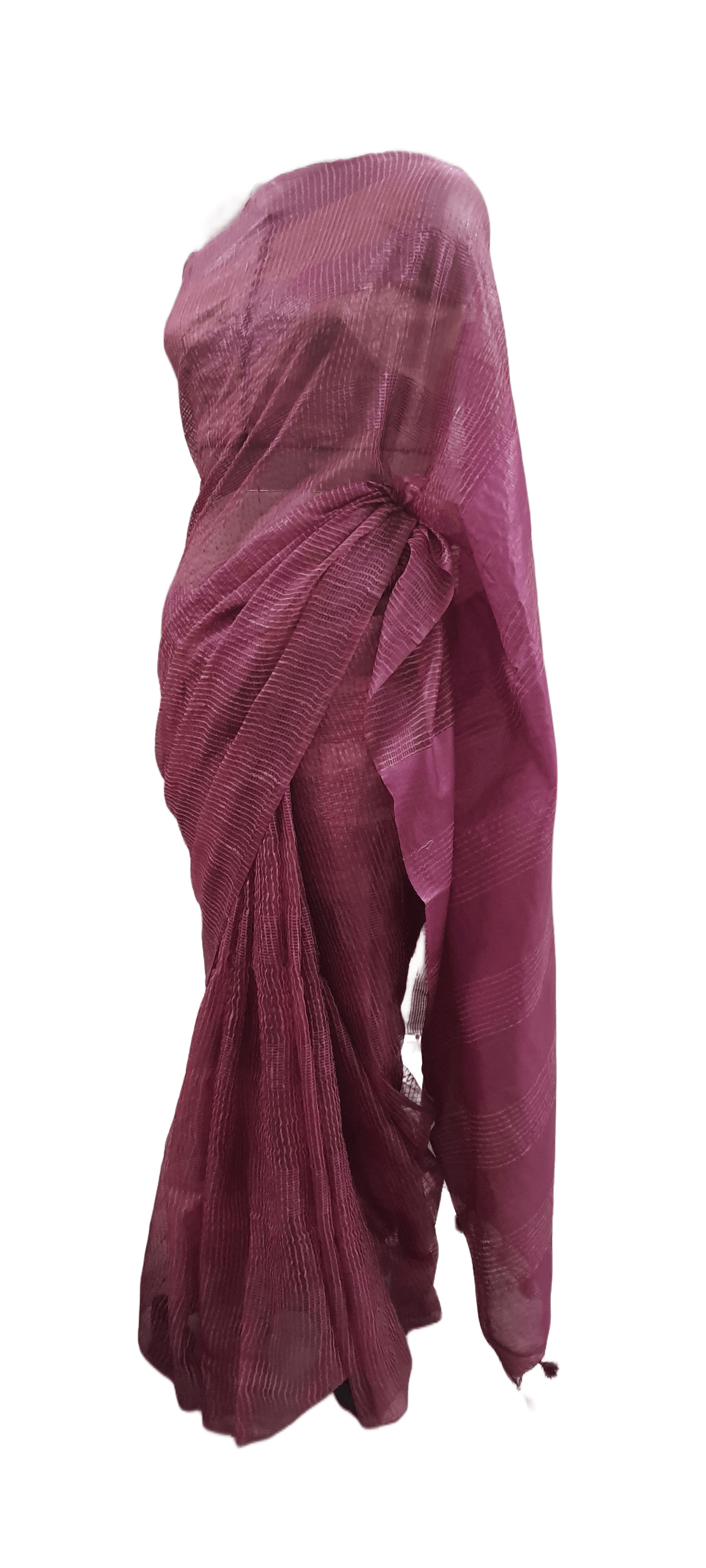 Onion Pink Katan Ghicha Saree with Pure Ikkat Cotton Blouse KG06 - Ethnic's By Anvi Creations