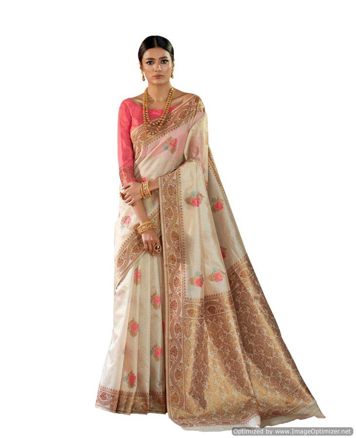 Wholesale Combo Set of 5 Chanderi Silk Sarees with Zari Border & Blouse