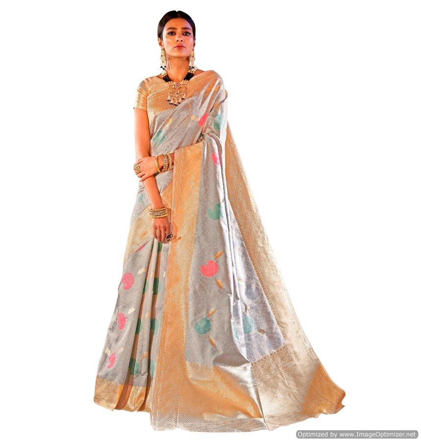 Wholesale Combo Set of 5 Chanderi Silk Sarees with Zari Border & Blouse