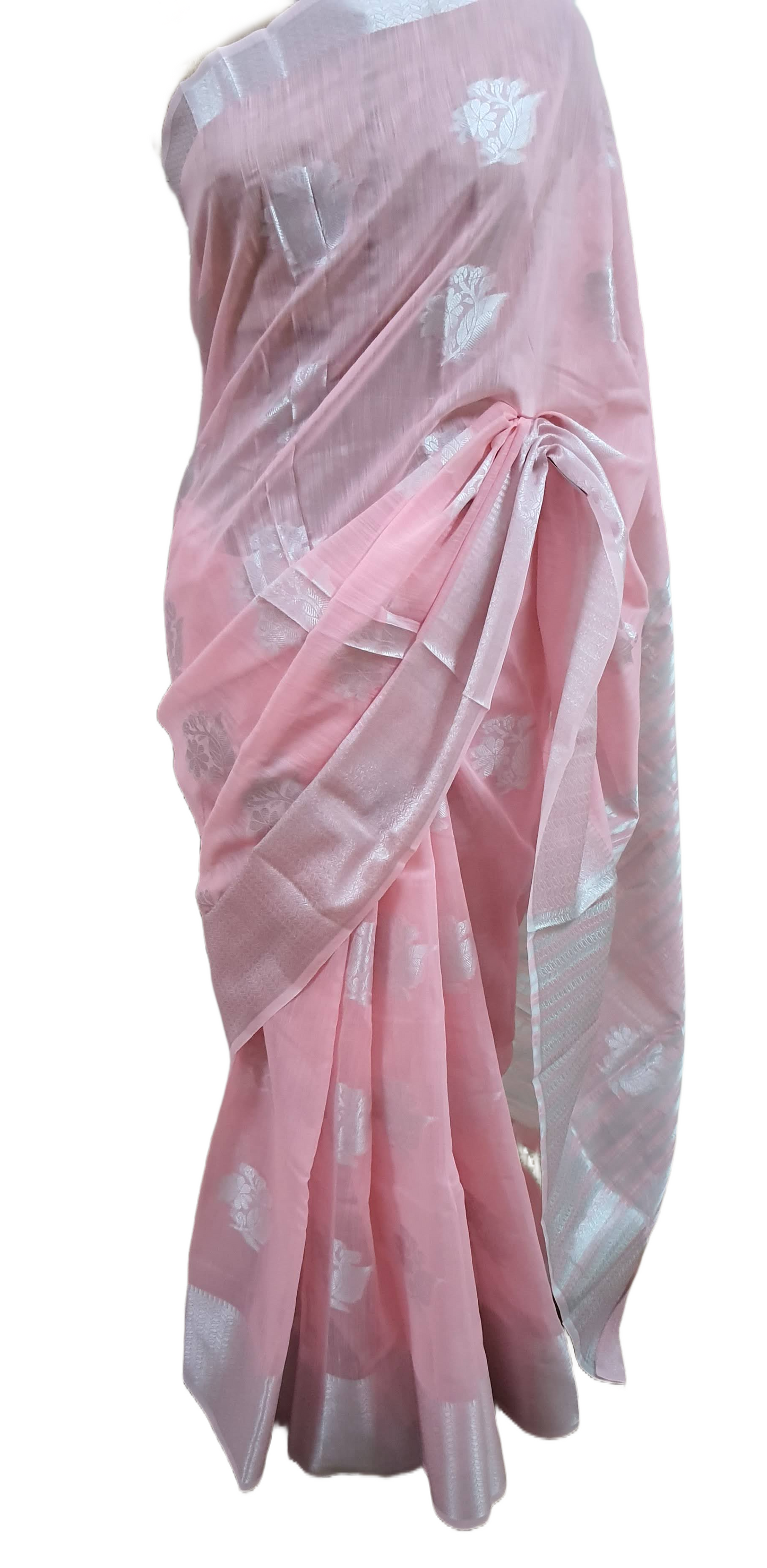Light Pink Semi Linen Weaving Saree