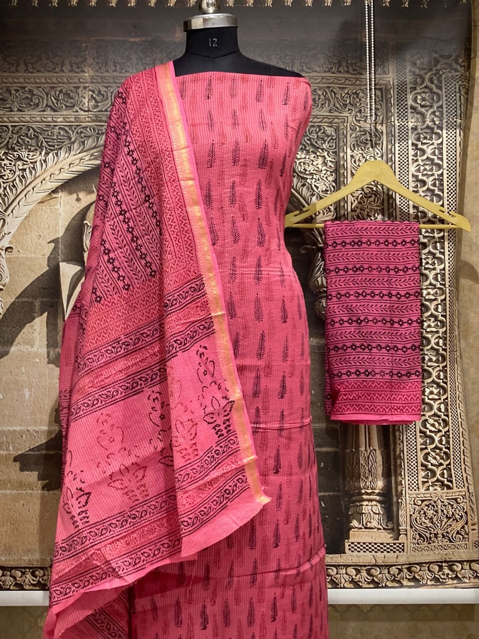 Pink Pure Cotton Maheshwari Bagh Printed Suit with Dupatta MH40