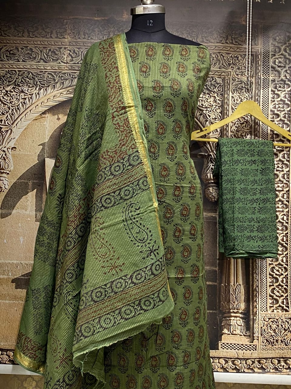 Green Pure Cotton Maheshwari Bagh Printed Suit with Dupatta MH45