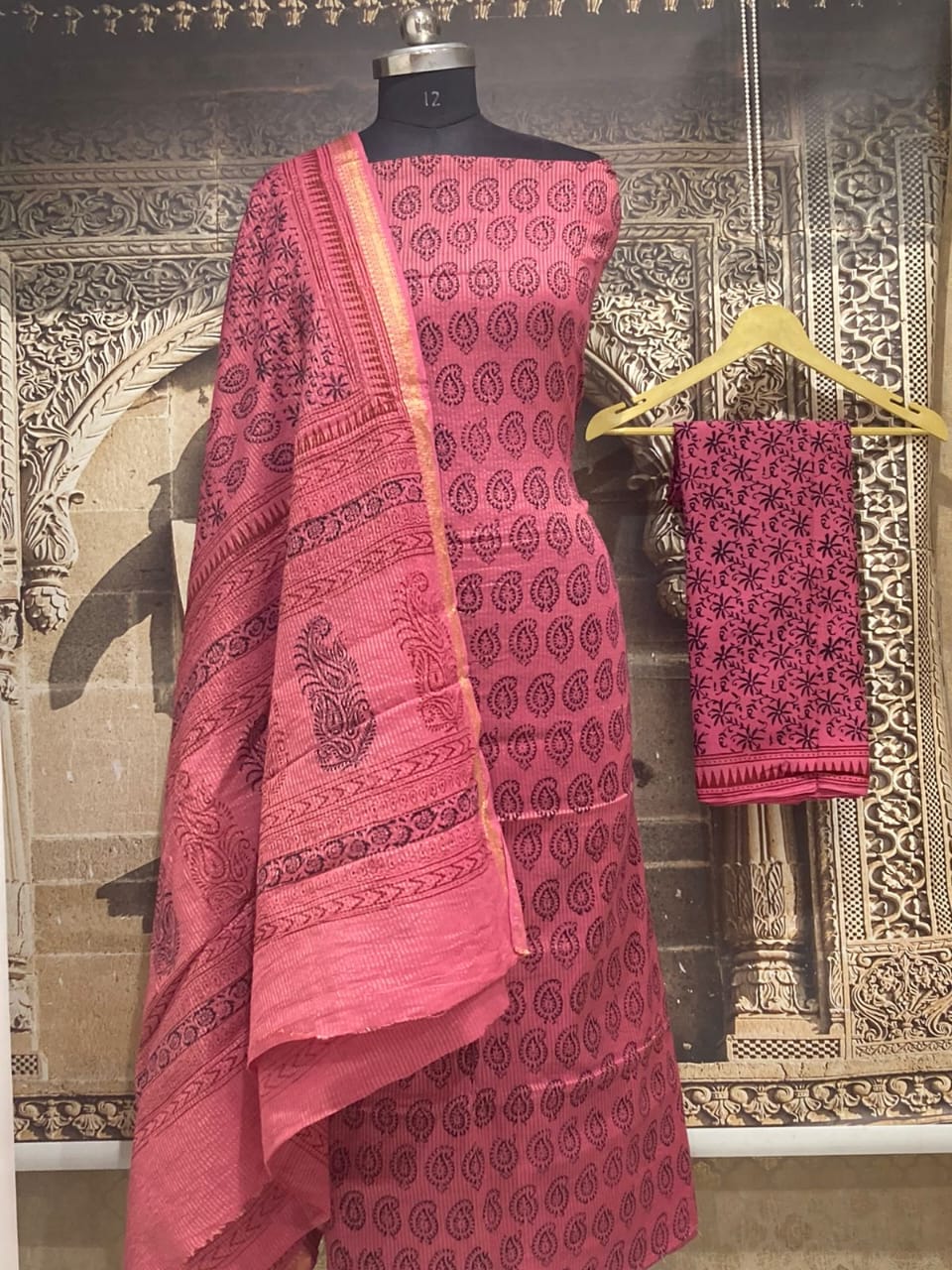 Pink Pure Cotton Maheshwari Bagh Printed Suit with Dupatta MH46