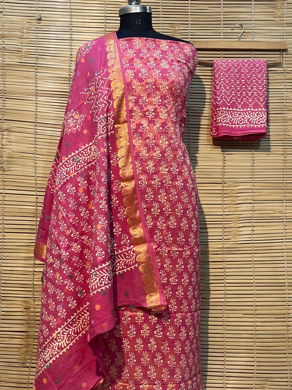 Pink Pure Cotton Maheshwari Bagh Printed Suit with Dupatta MH50