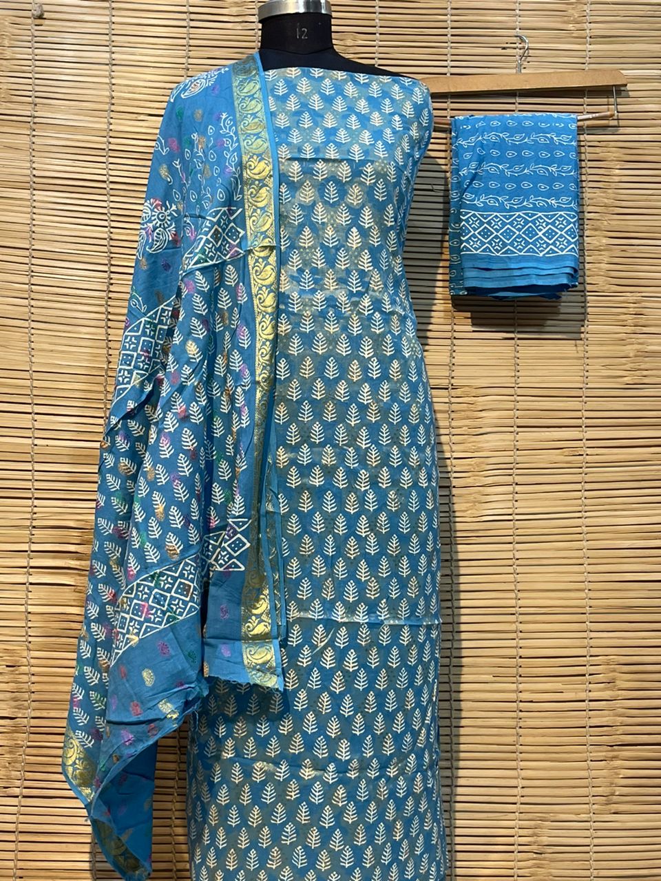 Blue Pure Cotton Maheshwari Bagh Printed Suit with Dupatta MH52