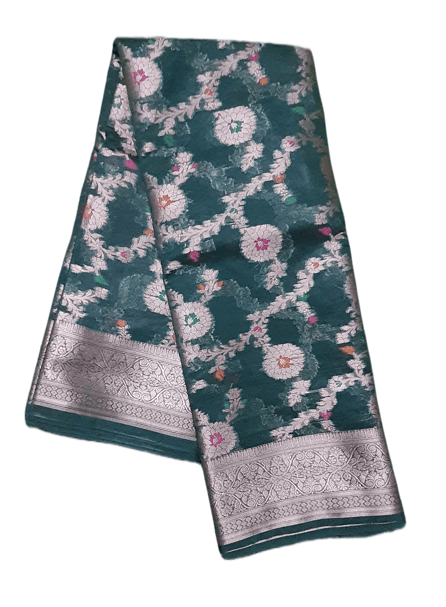 Bottle Green Khaddi Katan Banarasi Saree - Ethnic's By Anvi Creations