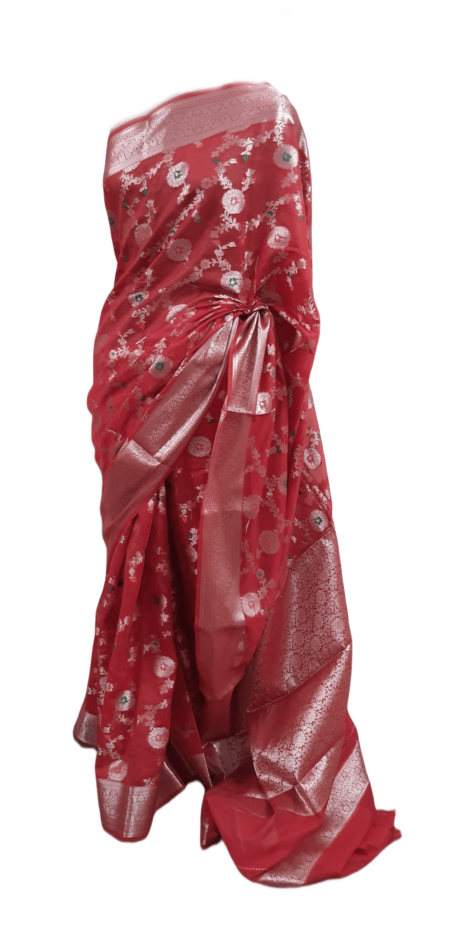 Red Khaddi Katan Banarasi Saree - Ethnic's By Anvi Creations