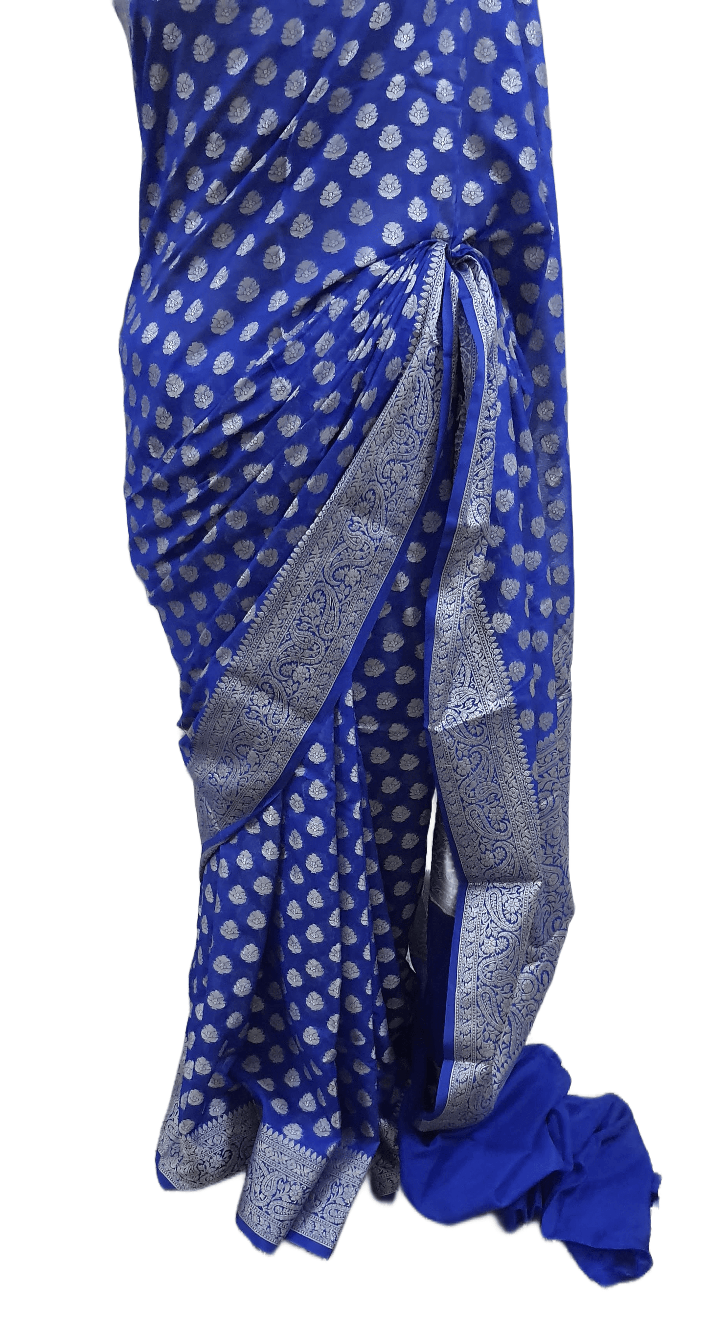 Royal Blue Khaddi Semi Georgette Banarasi Saree - Ethnic's By Anvi Creations