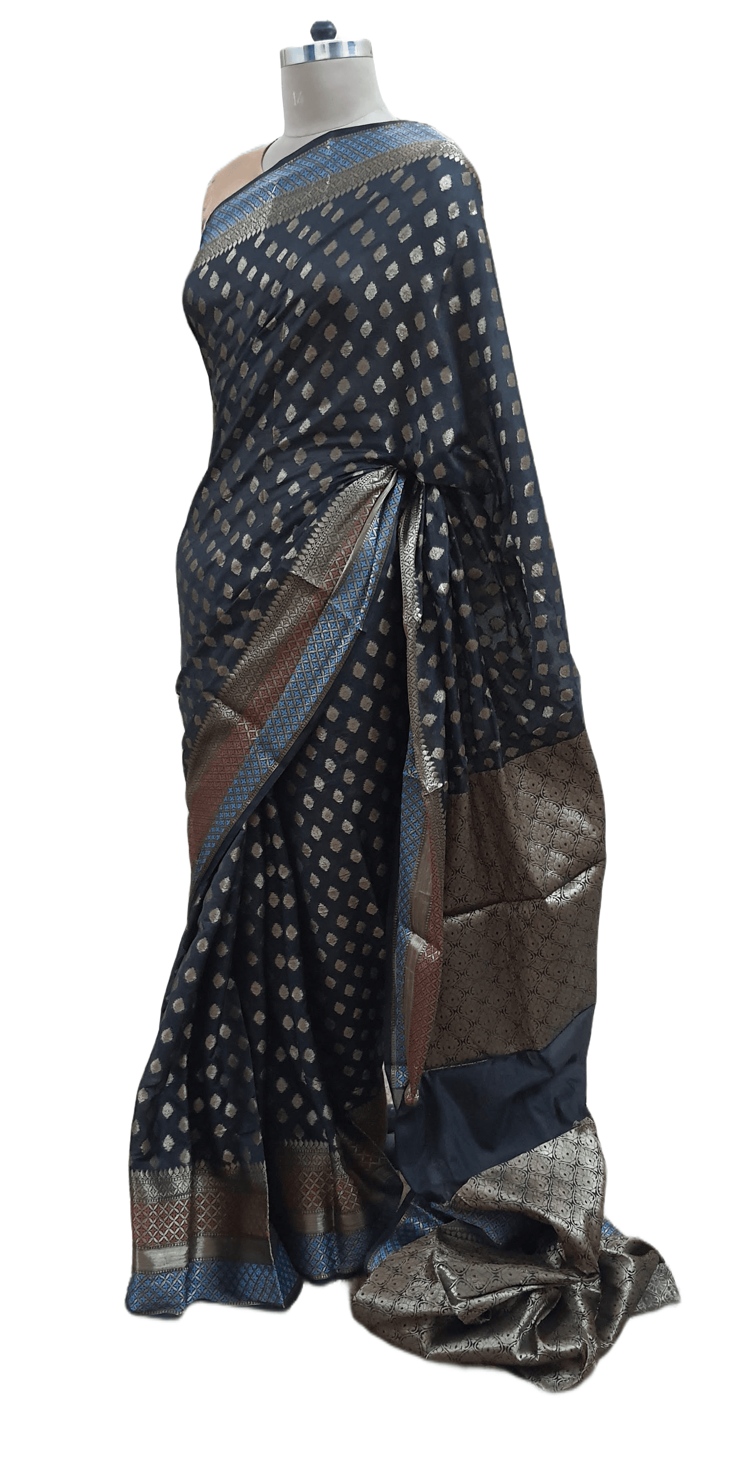 Black Summer Silk Banarasi Saree - Ethnic's By Anvi Creations