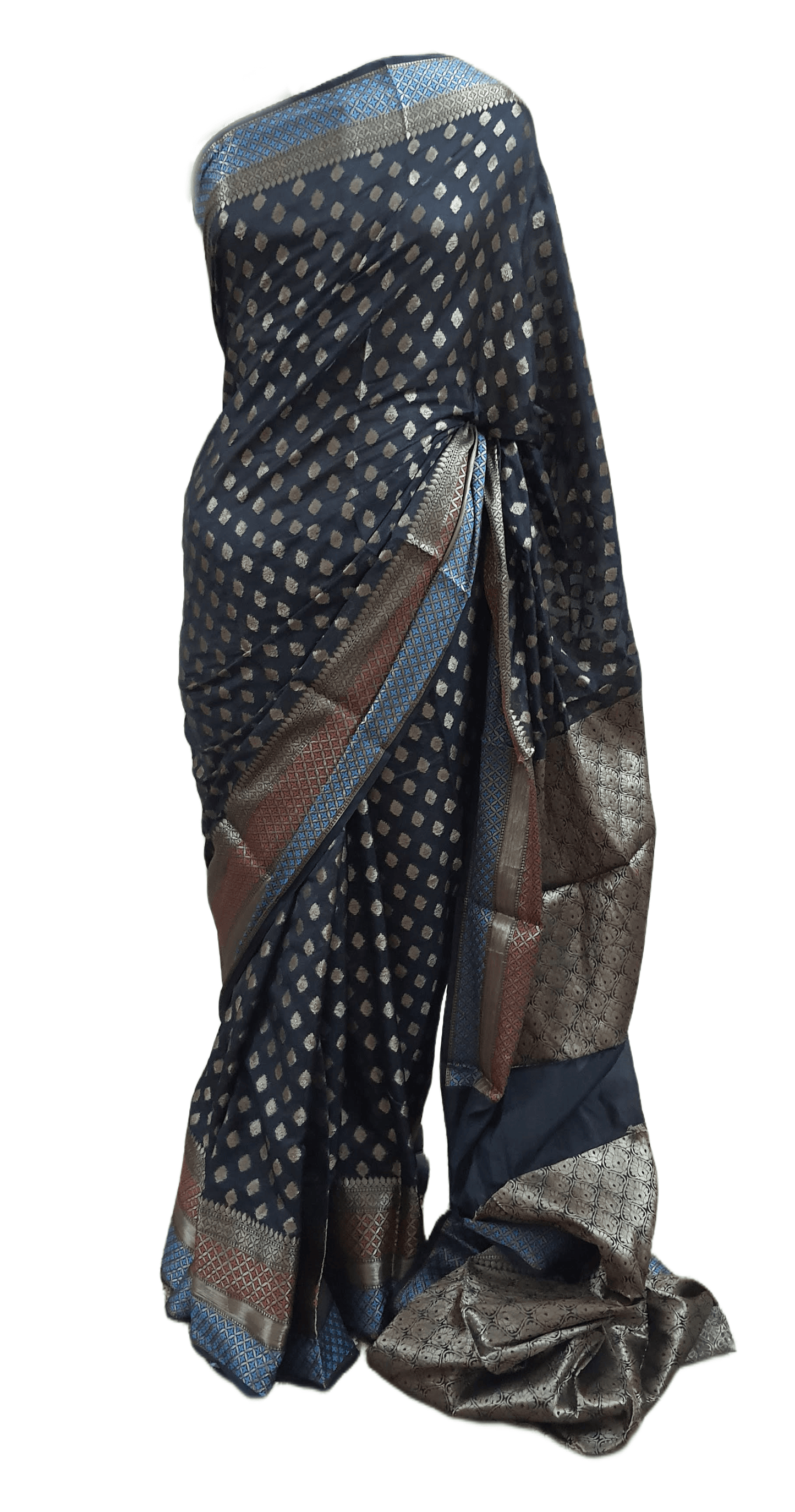 Black Summer Silk Banarasi Saree - Ethnic's By Anvi Creations