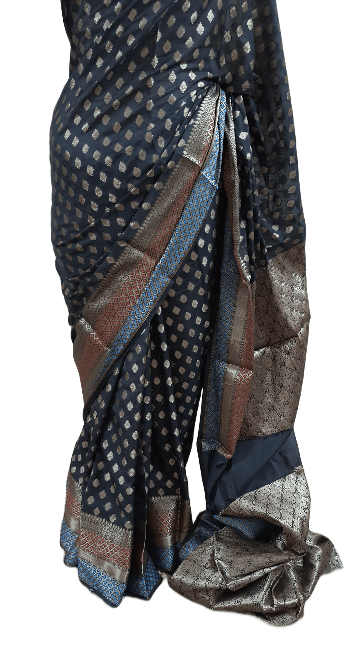 Black Summer Silk Banarasi Saree - Ethnic's By Anvi Creations