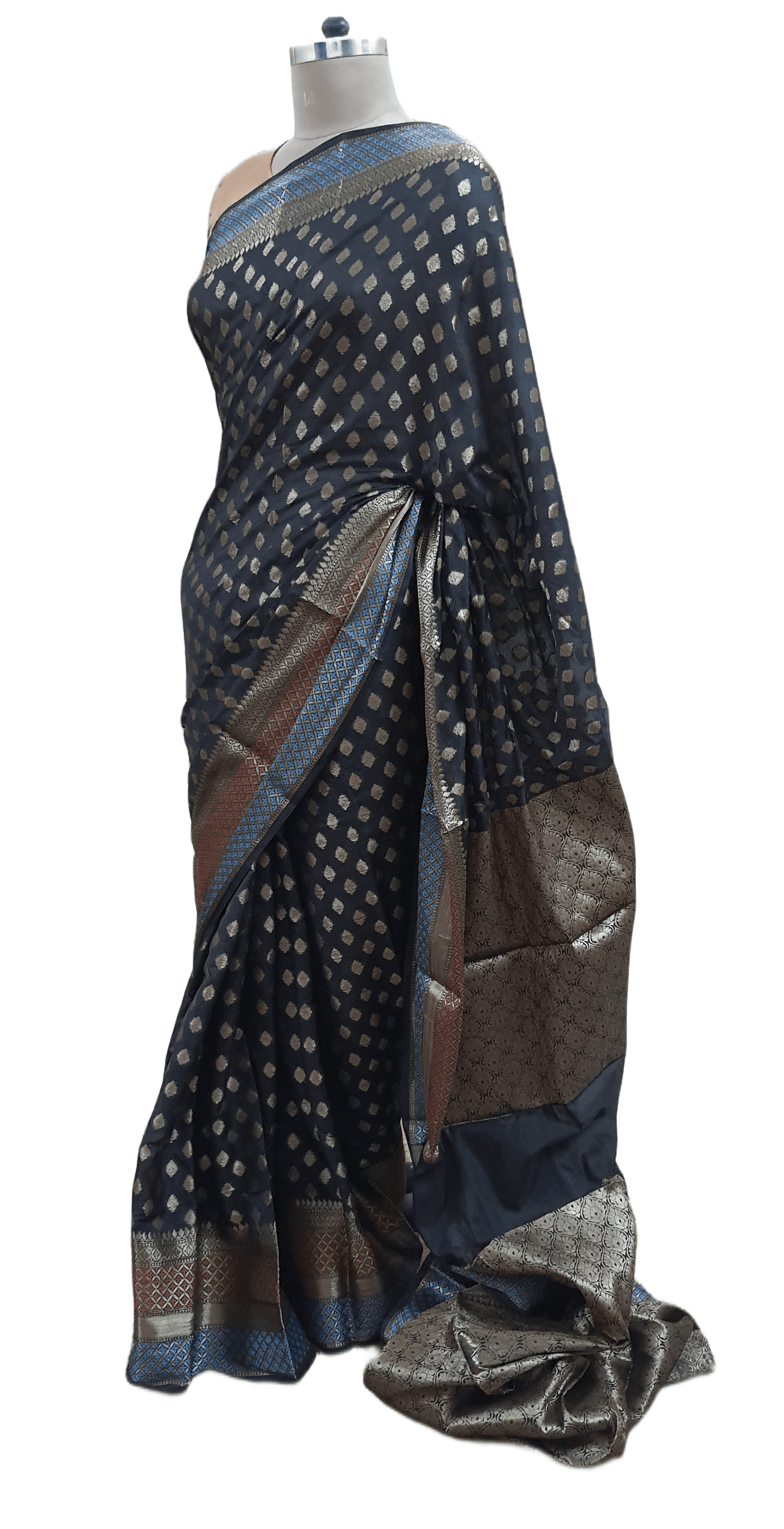 Black Summer Silk Banarasi Saree - Ethnic's By Anvi Creations