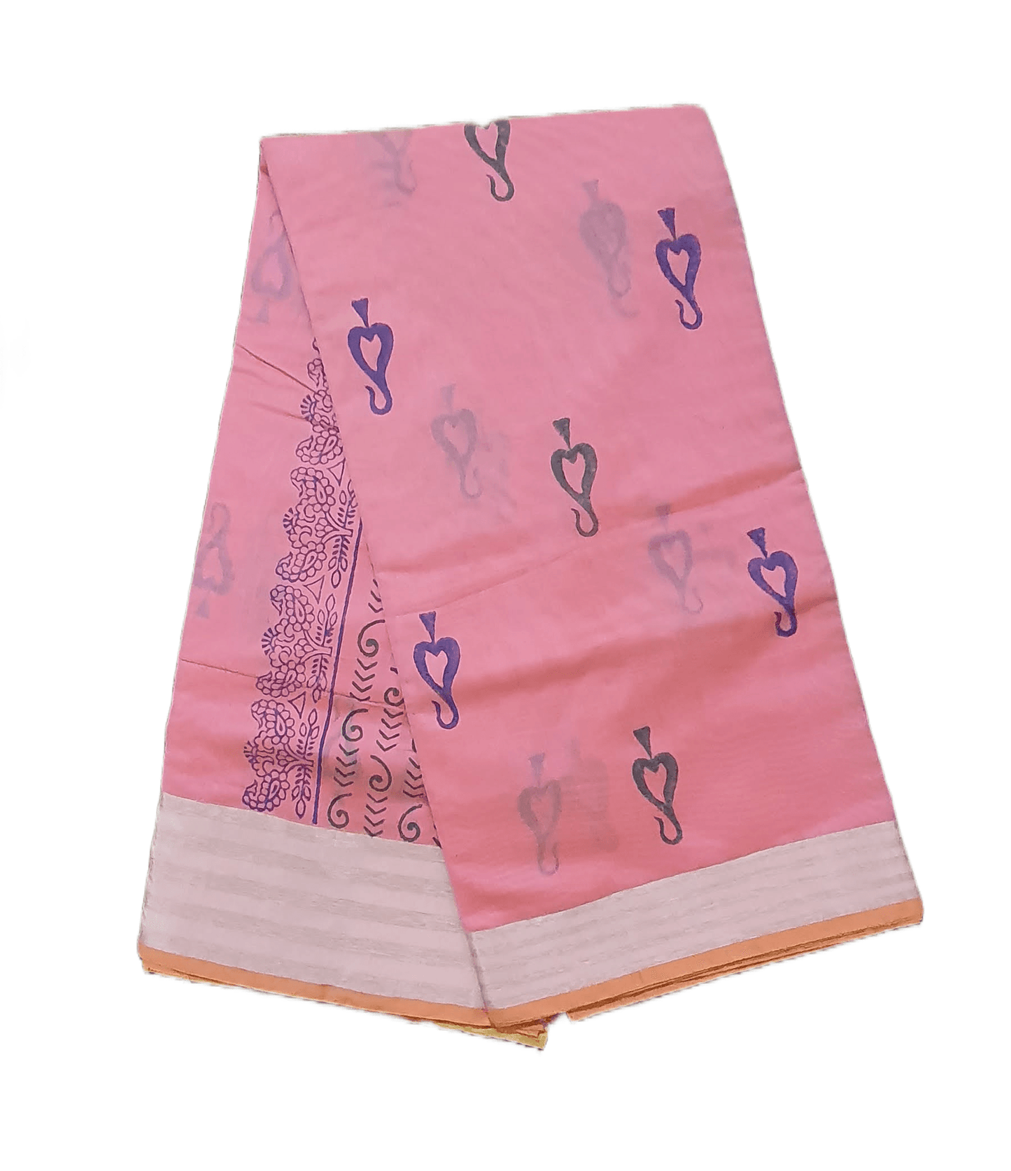 Pure Maheshwari Block Printed Cotton Silk Pink Saree - Ethnic's By Anvi Creations