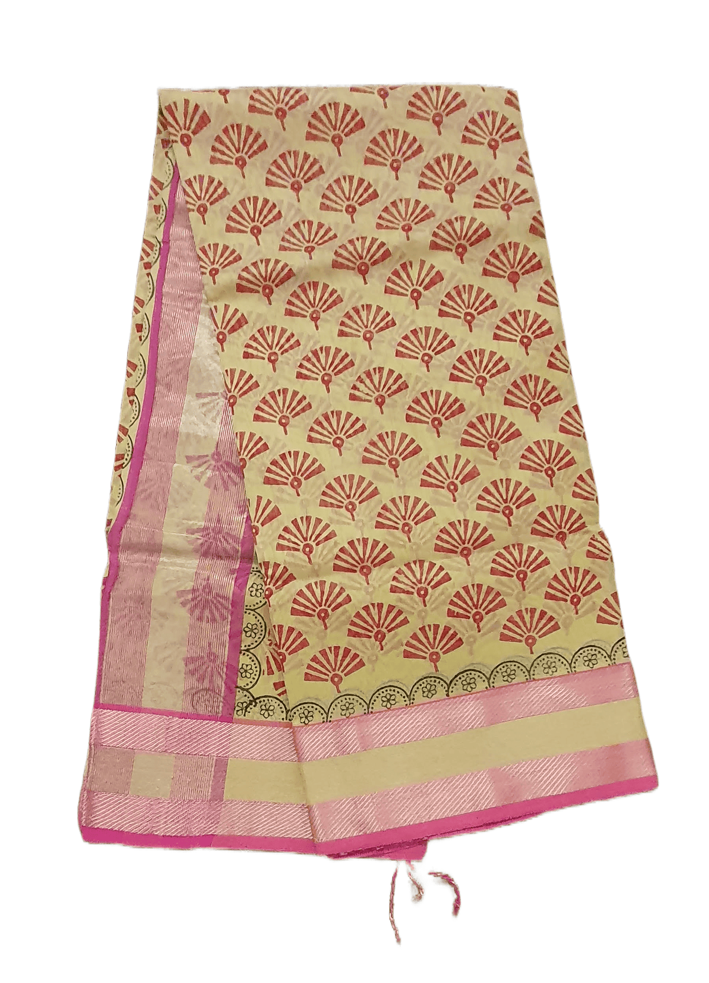 Pure Maheshwari Block Printed Cotton Silk Yellow Saree - Ethnic's By Anvi Creations