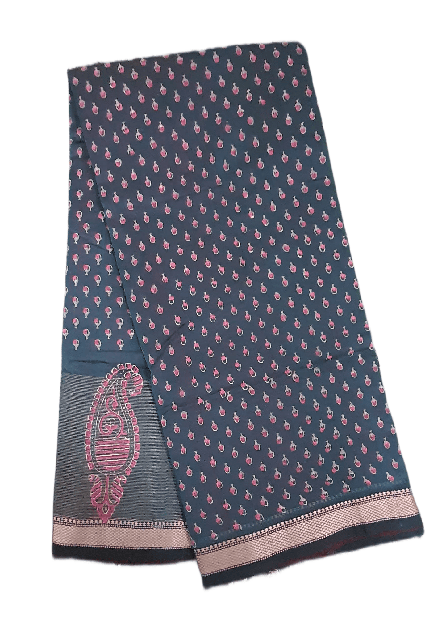 Pure Maheshwari Block Printed Cotton Silk Green Saree - Ethnic's By Anvi Creations