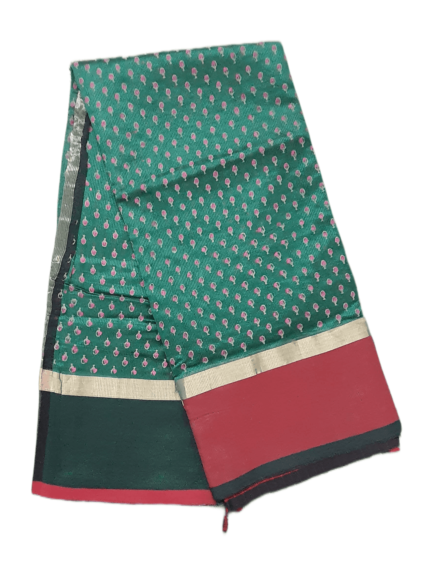 Pure Maheshwari Block Printed Cotton Silk Green Saree - Ethnic's By Anvi Creations