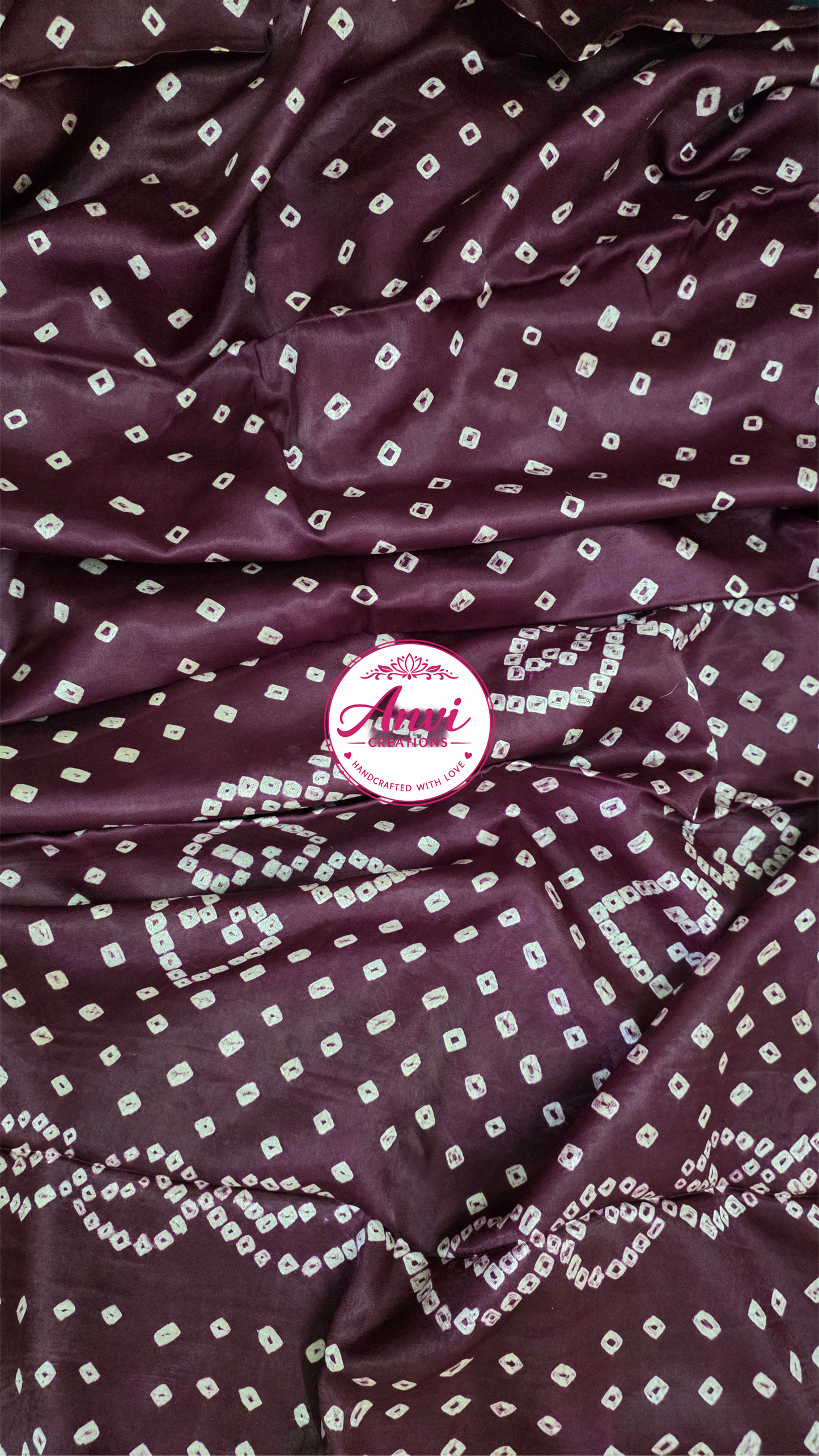Wine Jaipuri Handcrafted Modal Gajji Bandhani Saree with Lagdi Patta Authentic Bandhej BANL01