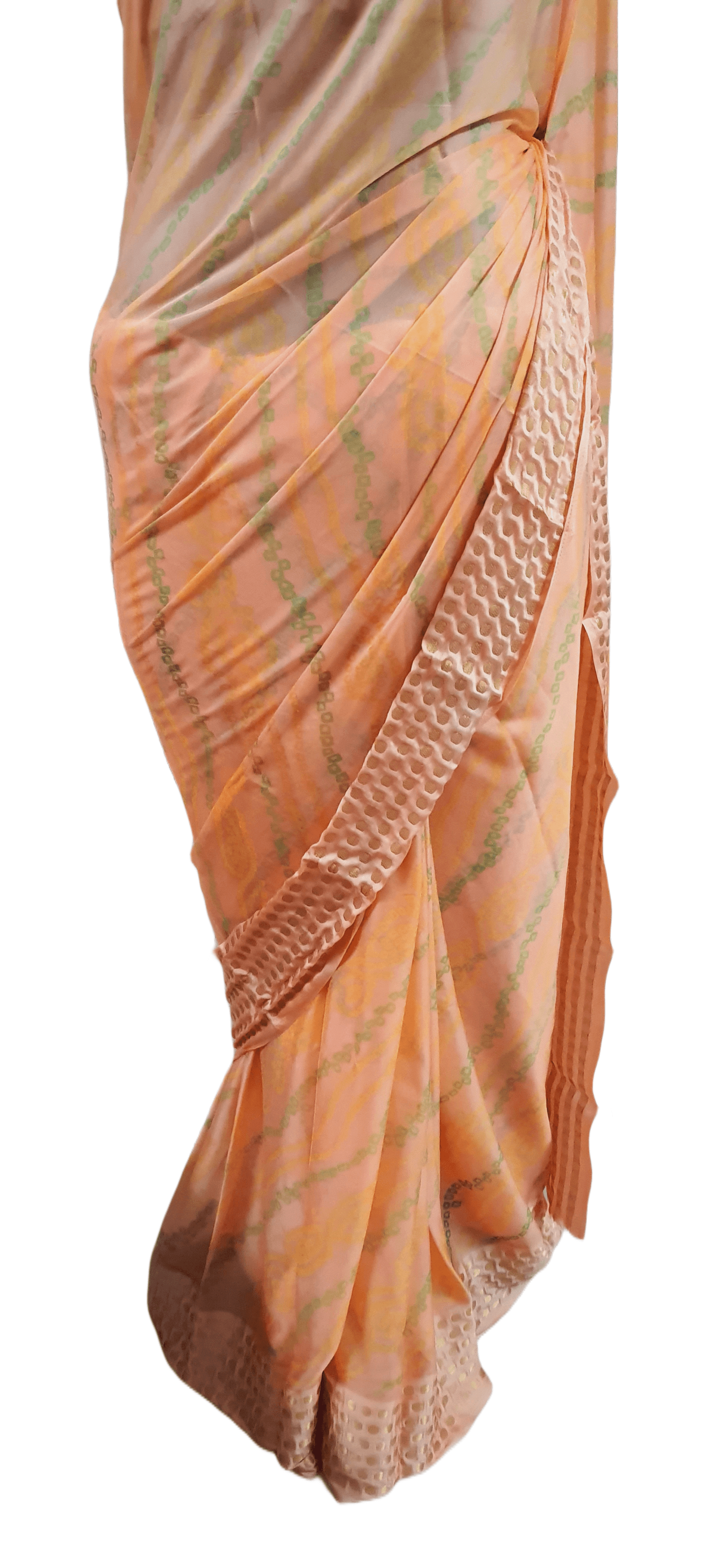 Peach Bandhej Bandhani Printed Chinon Chiffon saree SHVGS01 - Ethnic's By Anvi Creations