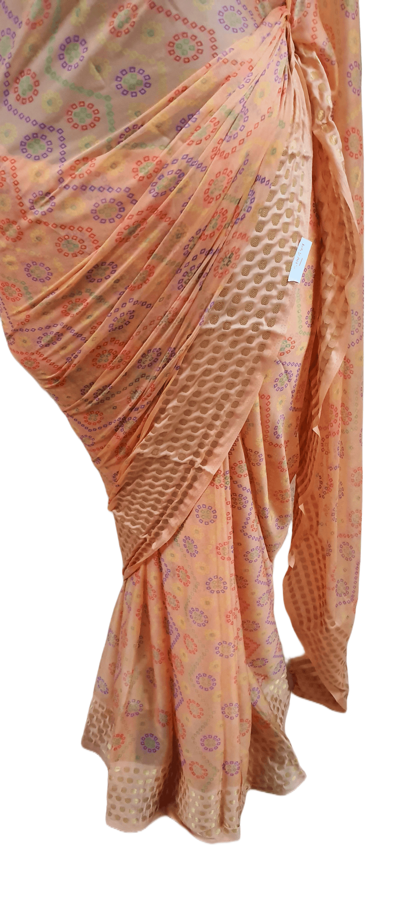 Peach Bandhej Bandhani Printed Chinon Chiffon saree SHVGS10 - Ethnic's By Anvi Creations