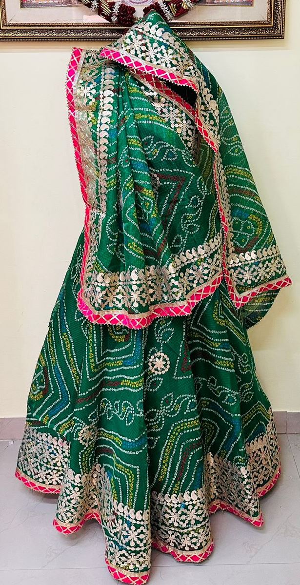 Pure Kota doria bandhej Lehenga Chunni with gottapatti work