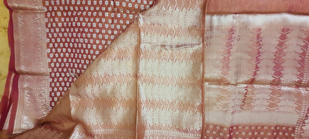Pink Crush Tissue Banarasi Traditional saree MS02