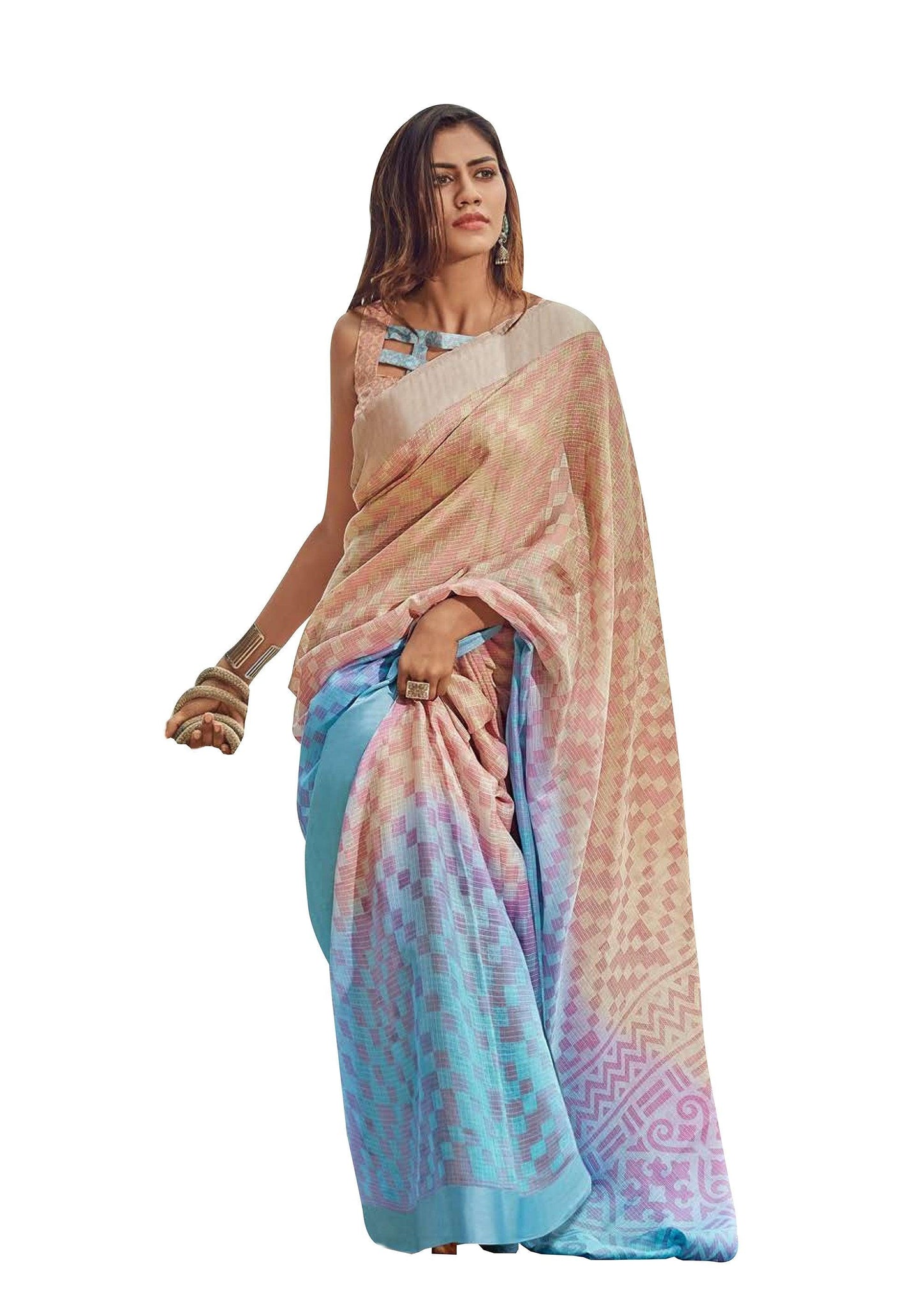 Wholesale Combo Set of 5 Kota Brasso Sarees | Lightweight Printed Sarees for Daily & Festive Wear