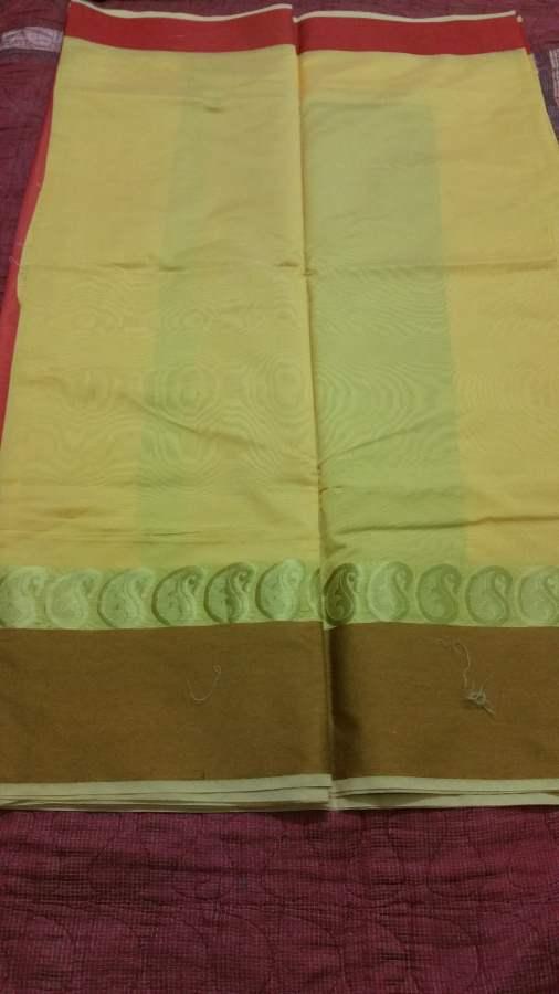 Yellow Banarasi Cotton Silk Saree with Running Blouse Fabric BS23 - Ethnic's By Anvi Creations