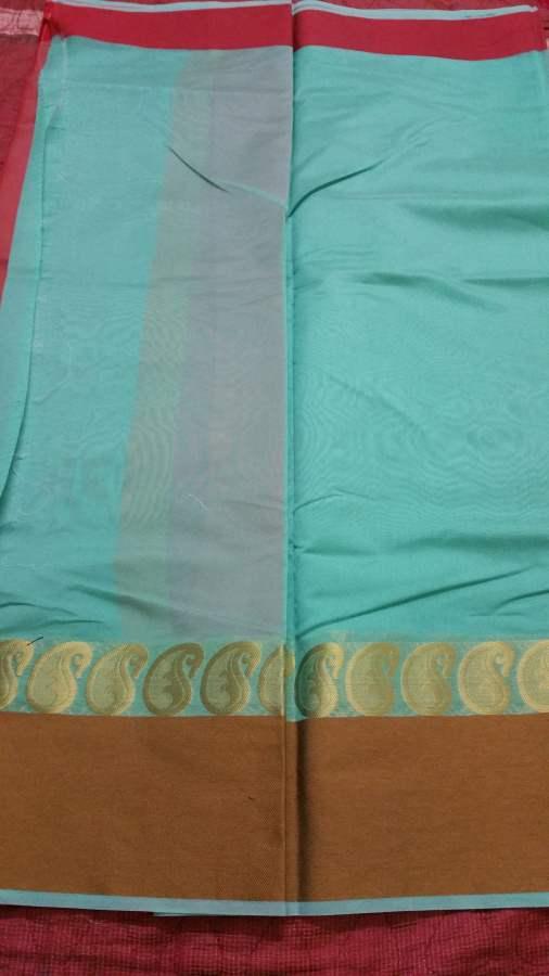 Green Banarasi Cotton Silk Saree with Running Blouse Fabric BS22 - Ethnic's By Anvi Creations