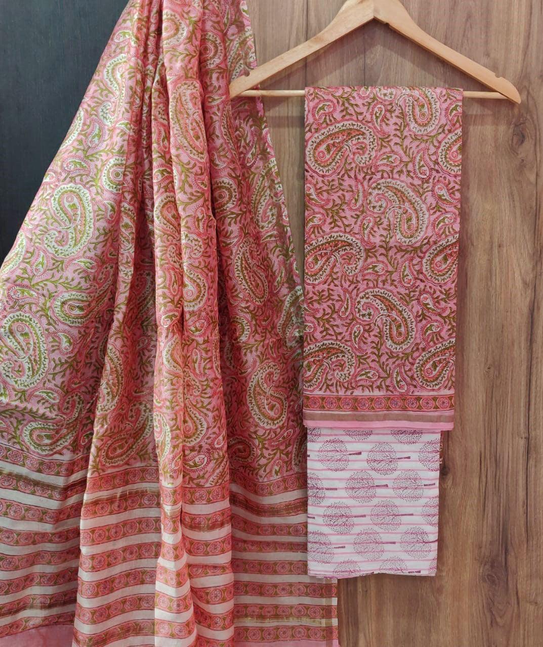 Exclusive Pink Chanderi Silk Salwar Kameez Dress Material AACH03-Anvi Creations-Chanderi Silk Suits