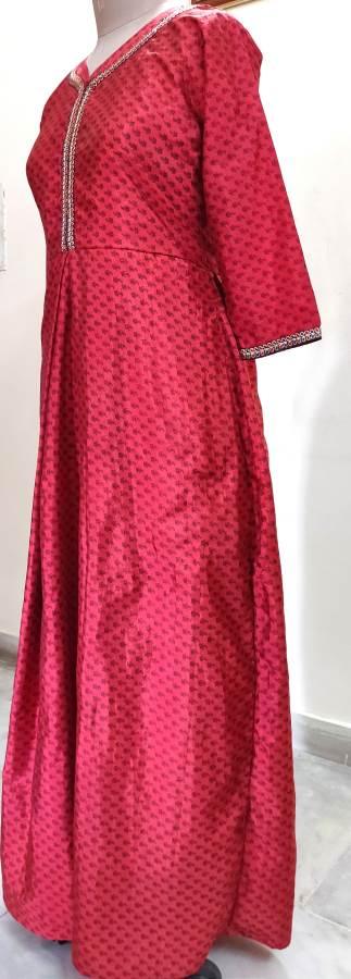 Designer Maroon Long Full stitched Gown Mother Daughter Collection ACG02 Free Size-Anvi Creations-Partywear Gown