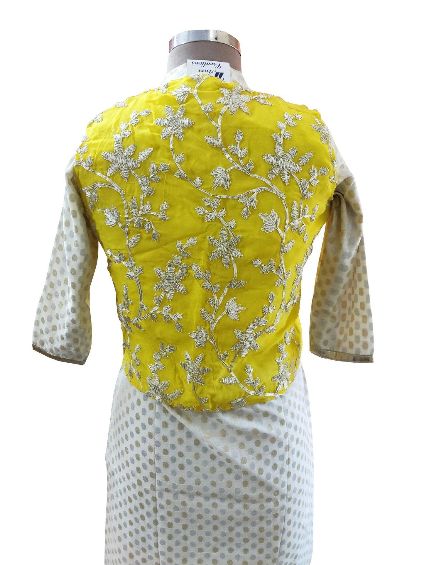 Yellow Gotta Embroidered Ethnic Jacket Shrug ACJ07-Anvi Creations-Jacket,Koti