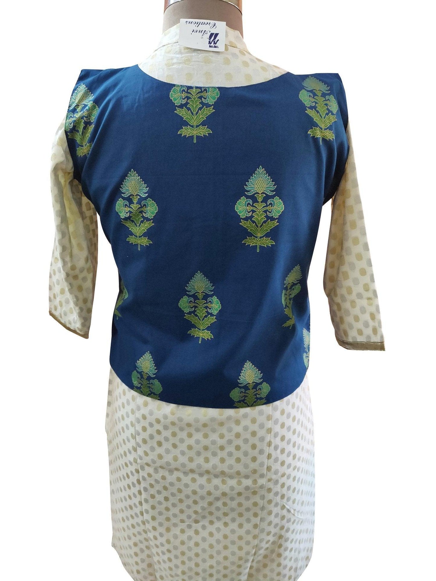 Blue Cotton Block Printed Ethnic Jacket ACJ17-Anvi Creations-Jacket,Koti